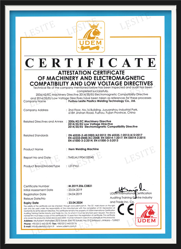 CE Certificate of PAU Desktop Welding Machine